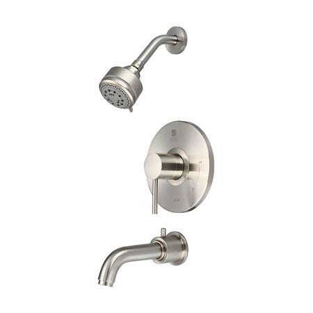 Single Handle Tub And Shower Trim Set, Wallmount, Brushed Nickel